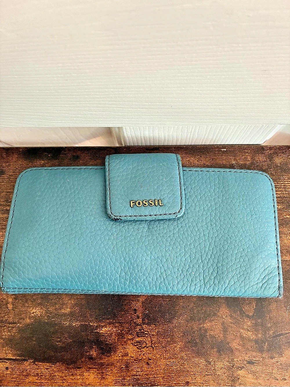 Fossil Logan RFID Flap Clutch Wallet in Turquoise